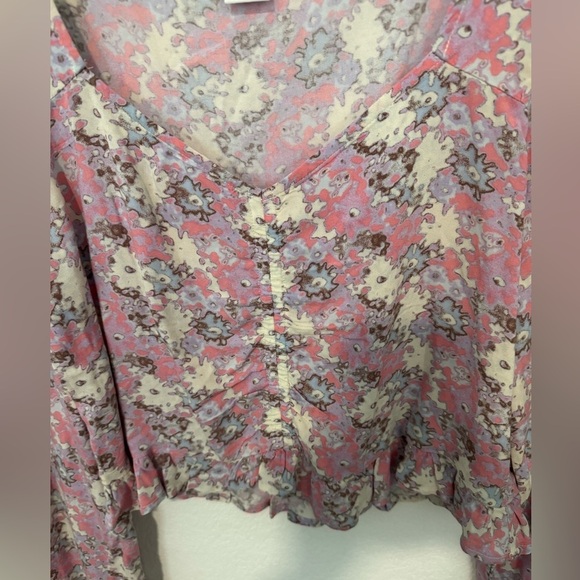 ABOUND Dusty Pink and Purple V Neck Long Sleeve Top NWT - Picture 4 of 7